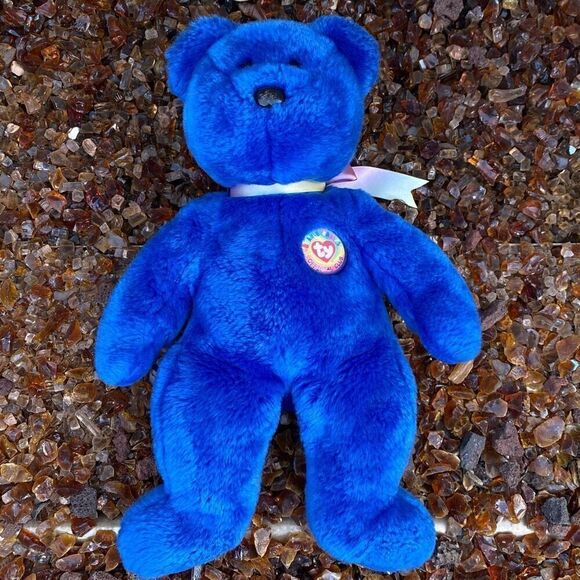 TY Kids' Beanie Buddies Blue Clubby Teddy Bear Stuffed Toy 100% Tylon - Picture 3 of 6